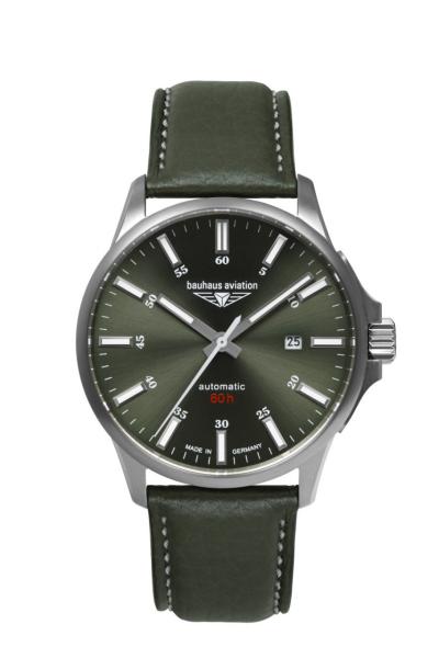 Bauhaus Aviation Herrenuhr Automatik mit 60h Gangreserve und Lederarmband